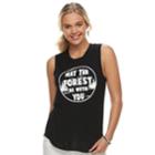 Juniors' May The Forest Be With You Graphic Tank, Teens, Size: Medium, Black