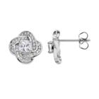 The Silver Lining Cubic Zirconia Silver Tone Love Knot Stud Earrings, Women's, White