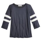 Girls' 7-16 & Plus Size Pink Republic Striped-sleeve Varsity Tee, Size: L Plus, Grey (charcoal)