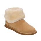 Women's Dearfoams Suede & Faux Shearling Bootie Slippers, Size: Medium (10), Beige