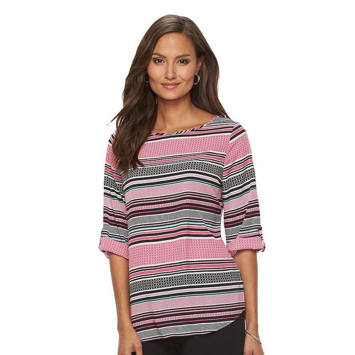 Women's Croft & Barrow&reg; Crepe Print Top, Size: Xl, Med Pink