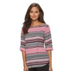 Women's Croft & Barrow&reg; Crepe Print Top, Size: Xl, Med Pink