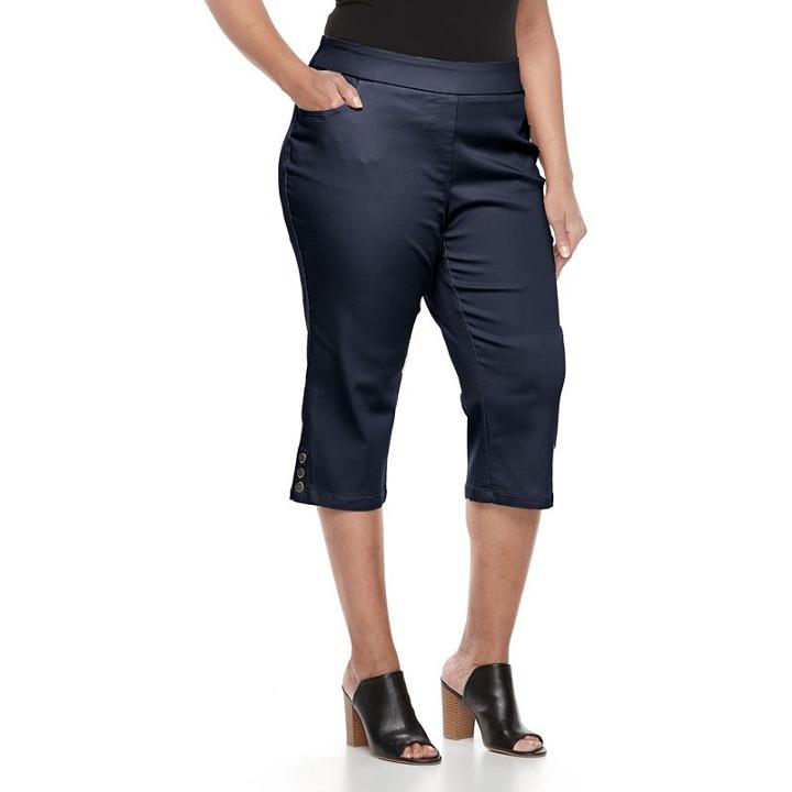 Plus Size Croft & Barrow&reg; Polished Pull-on Capris, Women's, Size: 22 W, Blue (navy)