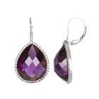 Sophie Miller Simulated Amethyst And Cubic Zirconia Sterling Silver Halo Teardrop Earrings, Women's, Purple