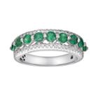 10k White Gold 3/10-ct. T.w. Diamond And Emerald Ring, Women's, Size: 8, Green