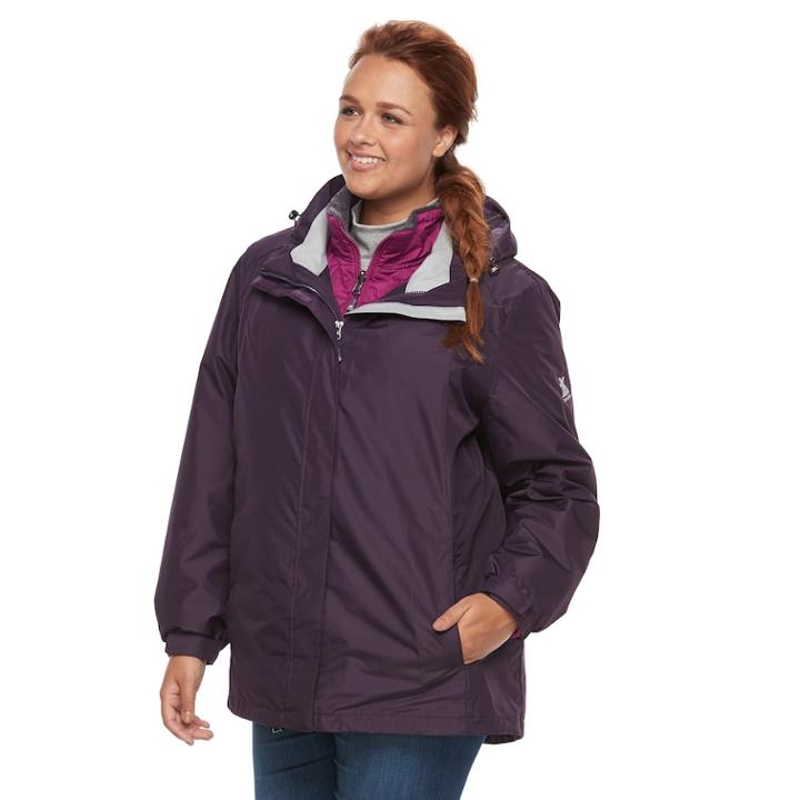 Plus Size Zeroxposur Piper 3-in-1 Systems Jacket, Women's, Size: 1xl, Sugar Plum Blackberry