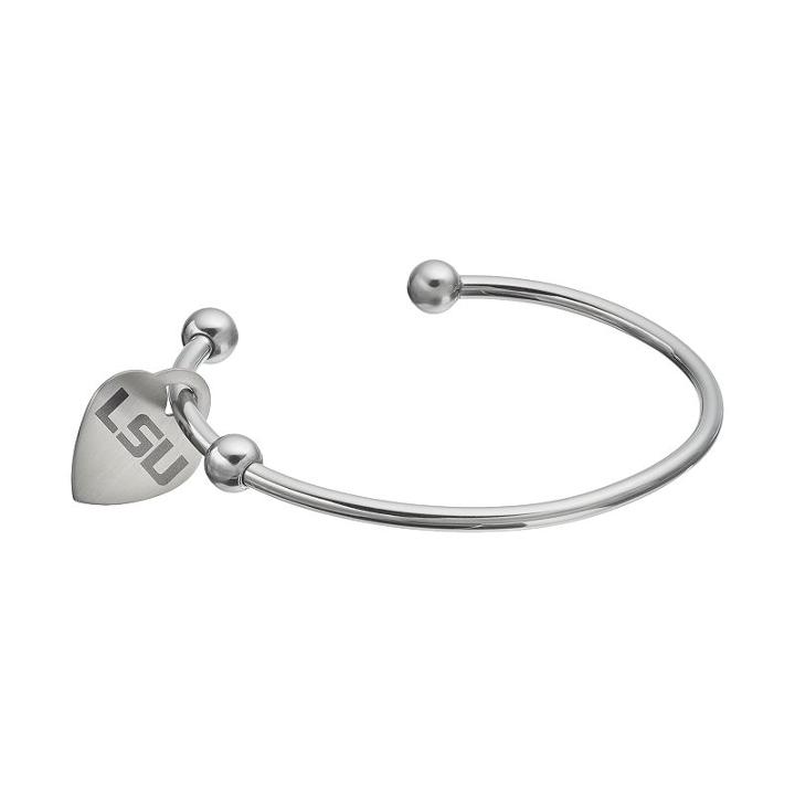 Fiora Stainless Steel Lsu Tigers Charm Cuff Bracelet, Women's, Size: 7.5, Grey