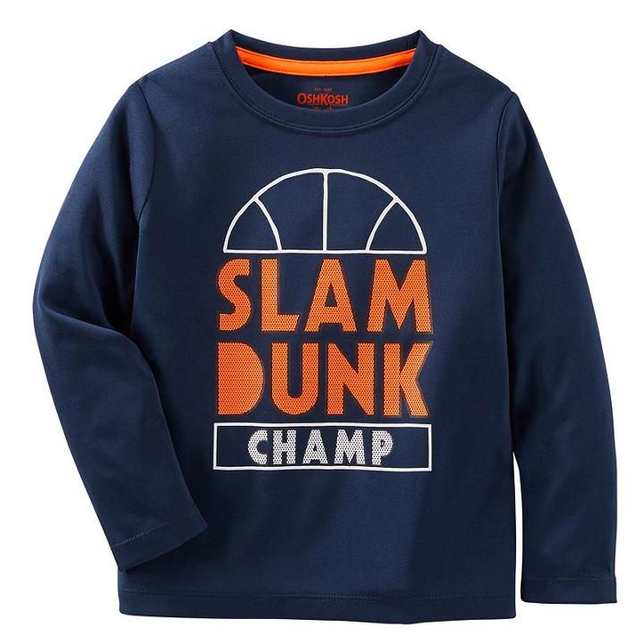Boys 4-8 Oshkosh B'gosh&reg; Long Sleeve Screen-printed Graphic Active Tee, Boy's, Size: 5, Med Blue