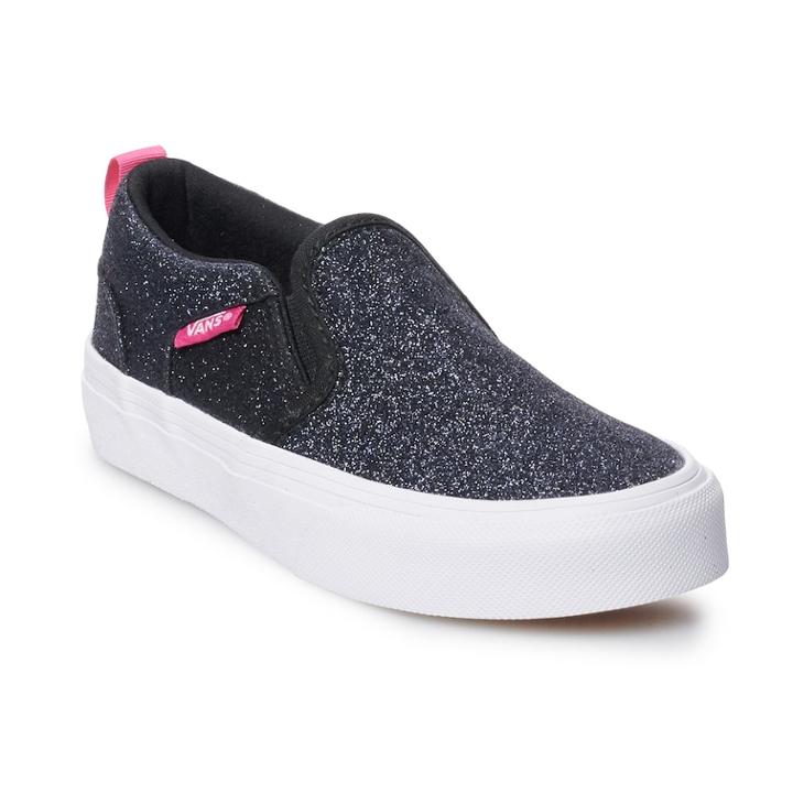 Vans Asher Girls Skate Shoes, Size: 2, Black