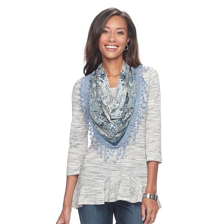Women's World Unity Peplum Tee & Scarf Set, Size: Medium, White Oth