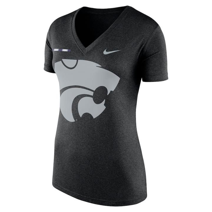 Women's Nike Kansas State Wildcats Striped Bar Tee, Size: Small, Black