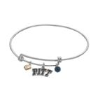 Fiora Sterling Silver Pittsburgh Panthers Charm Bangle Bracelet, Women's, Blue