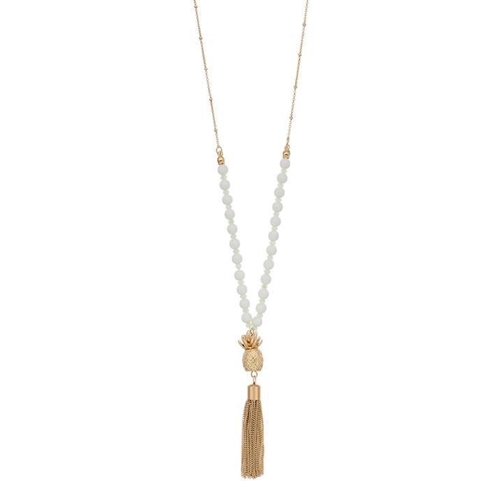 Lc Lauren Conrad Pineapple Tassel Necklace, Women's, Green