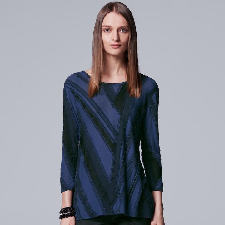 Women's Simply Vera Vera Wang Abstract Textured Tee, Size: Medium, Blue