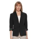 Women's Dana Buchman Cuffed Boyfriend Jacket, Size: Xl, Black