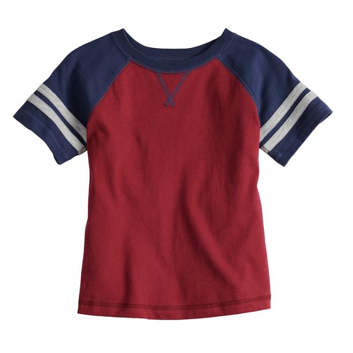 Baby Boy Jumping Beans&reg; Short Sleeve Striped Raglan Tee, Size: 24 Months, Dark Red