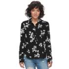 Juniors' So&reg; Print Shirt, Teens, Size: Medium, Black