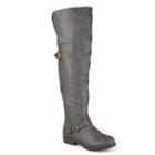 Journee Collection Kane Womens Studded Over-the-knee Buckle Boots, Girl's, Size: 10, Grey