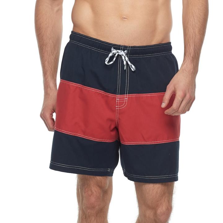 Big & Tall Croft & Barrow&reg; Colorblock Swim Trunks, Men's, Size: L Tall, Blue (navy)