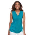 Women's Croft & Barrow&reg; Pintuck Crochet-trim Tank, Size: Xl, Dark Blue