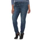 Plus Size Jennifer Lopez Simulated Pearl Skinny Jeans, Women's, Size: 18 W, Dark Blue