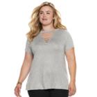 Plus Size Jennifer Bar Front Tee, Women's, Size: 1xl, Light Grey