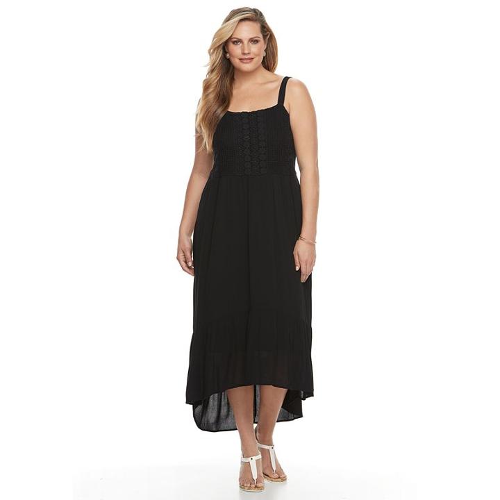 Plus Size Design 365 Crochet High-low Dress, Women's, Size: 2xl, Black