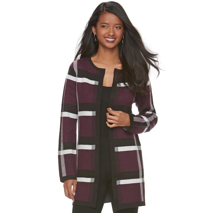 Women's Elle™ Long Cardigan Jacket, Size: Large, Purple