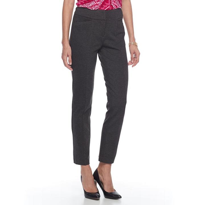 Women's Dana Buchman Ponte Dress Pants, Size: 14, Grey (charcoal)