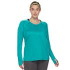 Plus Size Tek Gear&reg; Long Sleeve Performance Tee, Women's, Size: 3xl, Turquoise/blue (turq/aqua)