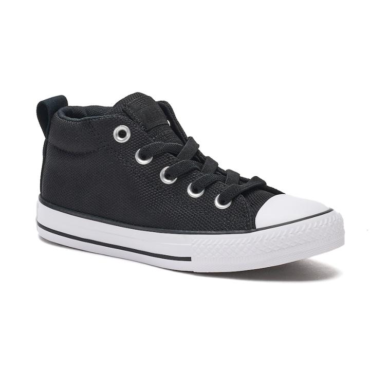 Boys' Converse Chuck Taylor All Star Street Mid Basket Weave Sneakers, Size: 5, Black