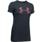 Women's Under Armour Stripe Big Logo Graphic Tee, Size: Xs, Grey (charcoal)