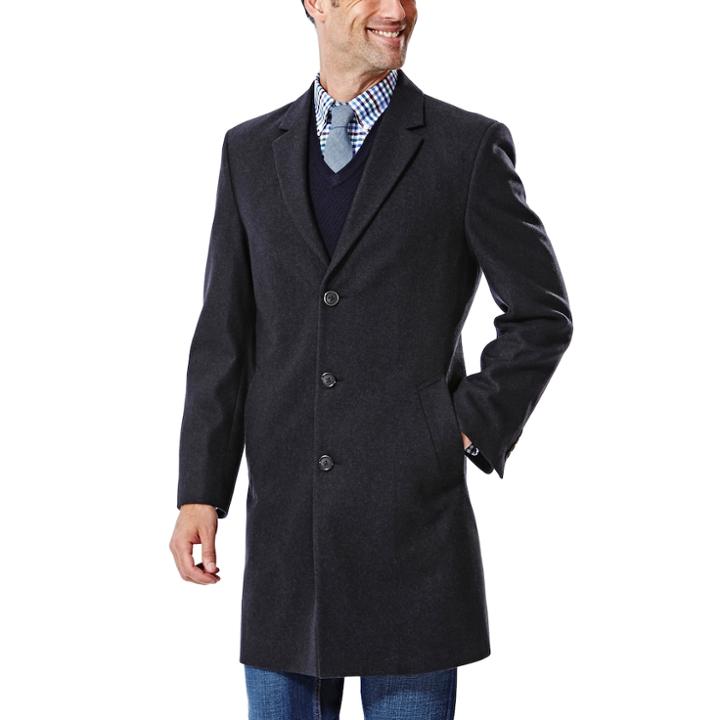 Big & Tall Ike Behar Modern-fit Wool-blend Top Coat, Men's, Size: 48 Tall, Dark Grey
