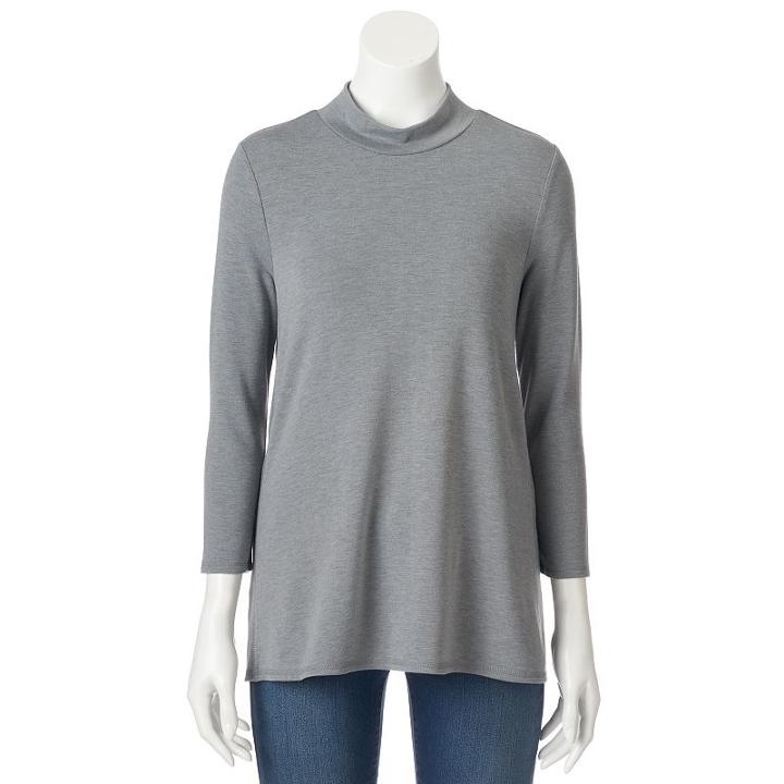 Women's Sonoma Goods For Life&trade; Solid Mockneck Tee, Size: Xl, Med Grey