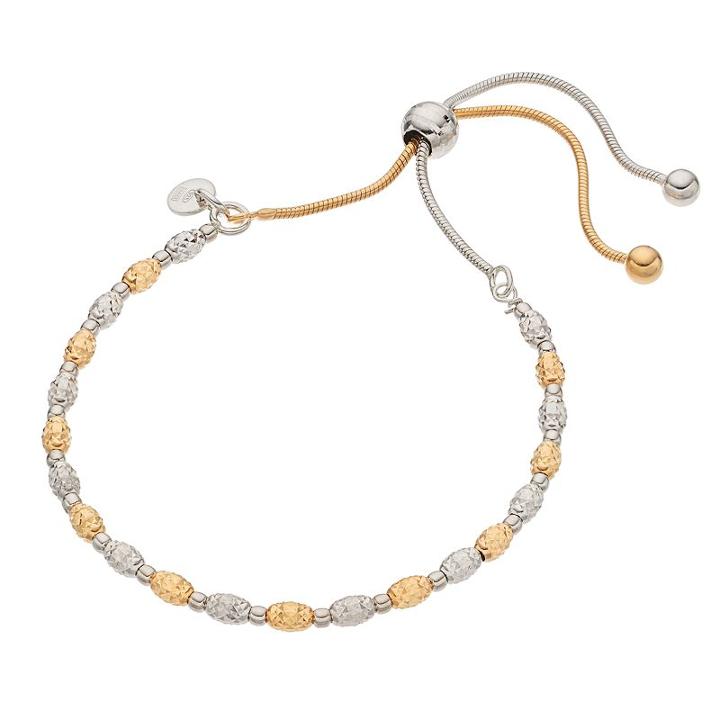 Two Tone Sterling Beaded Lariat Bracelet, Women's
