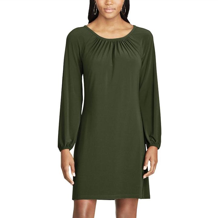Women's Chaps Long Sleeve A-line Dress, Size: Small, Green