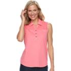Women's Croft & Barrow&reg; Eyelet Sleeveless Polo Top, Size: Small, Brt Orange