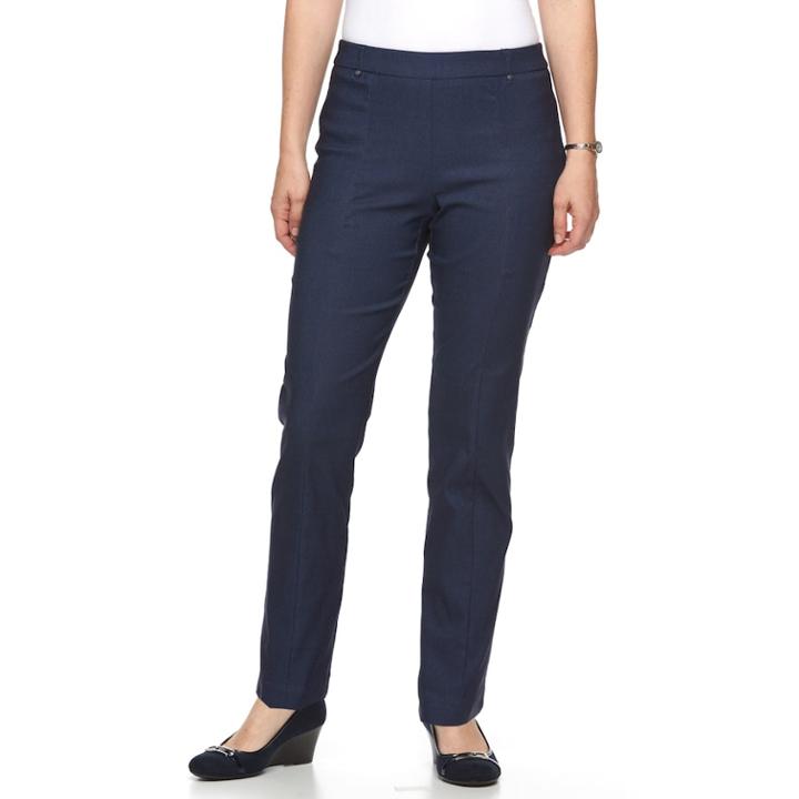 Petite Napa Valley Slimming Solution Straight-leg Dress Pants, Women's, Size: 4 Petite, Dark Blue