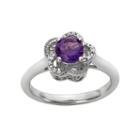 Simply Vera Vera Wang Amethyst & Diamond Accent Sterling Silver Flower Ring, Women's, Size: 9, Purple