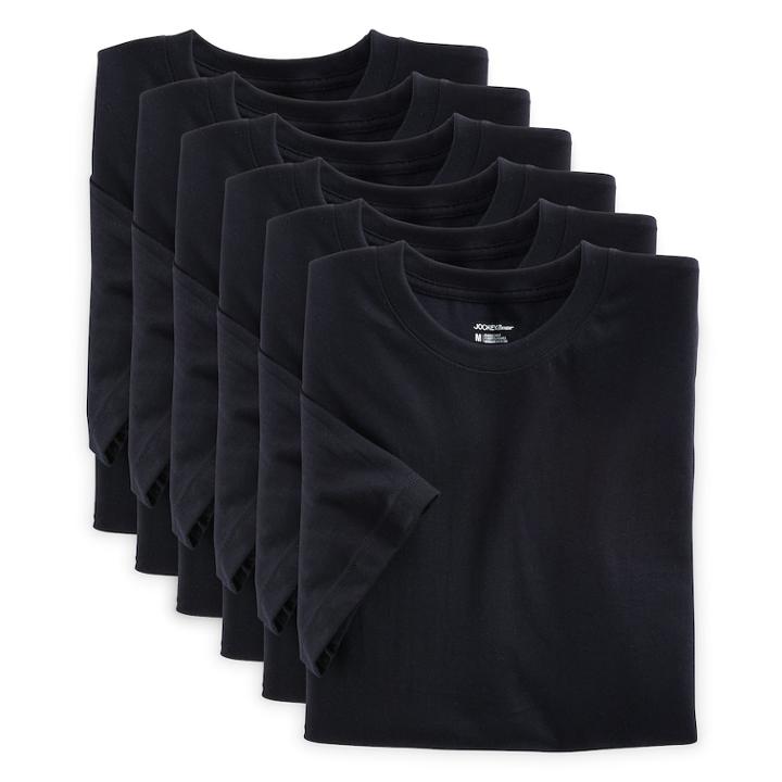 Men's Jockey 6-pack Staynew Crewneck Tees, Size: Xxl, Black