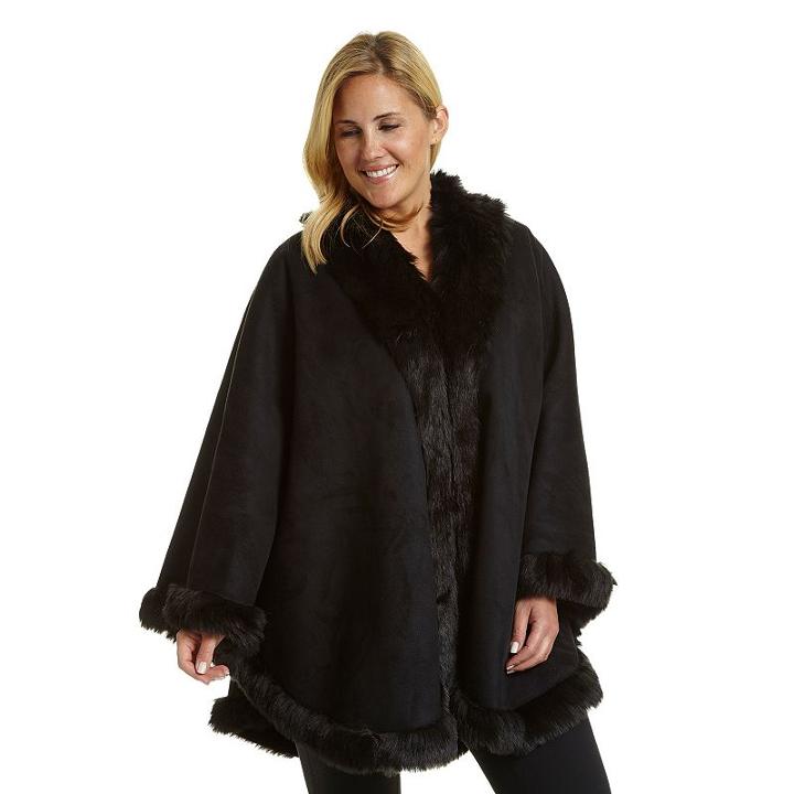 Plus Size Excelled Cape Coat, Women's, Black