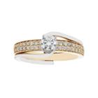 Two Tone 14k Gold 3/4 Carat T.w. Igl Certified Diamond Interlock Engagement Ring Set, Women's, Size: 7, White