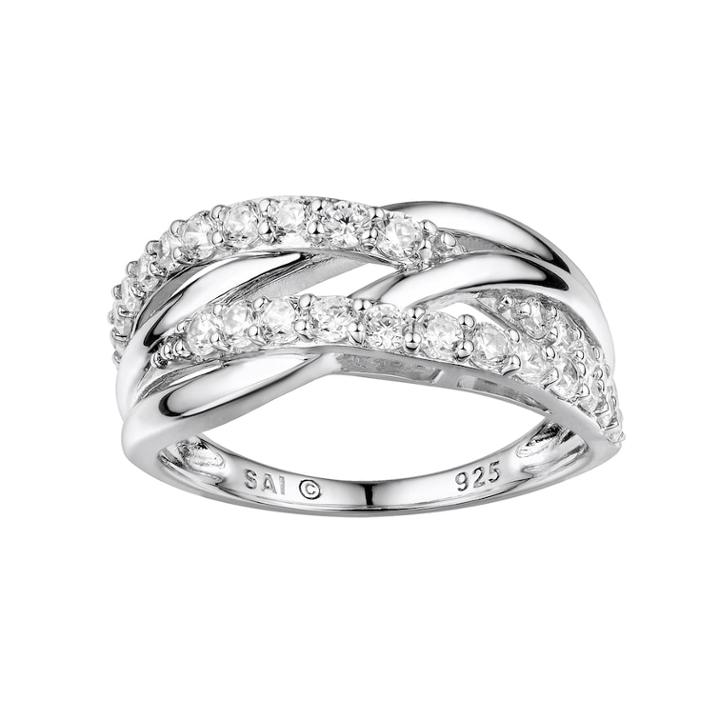 Diamonluxe Sterling Silver Cubic Zirconia Crisscross Ring, Women's, Size: 6, White