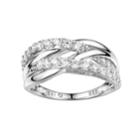 Diamonluxe Sterling Silver Cubic Zirconia Crisscross Ring, Women's, Size: 6, White