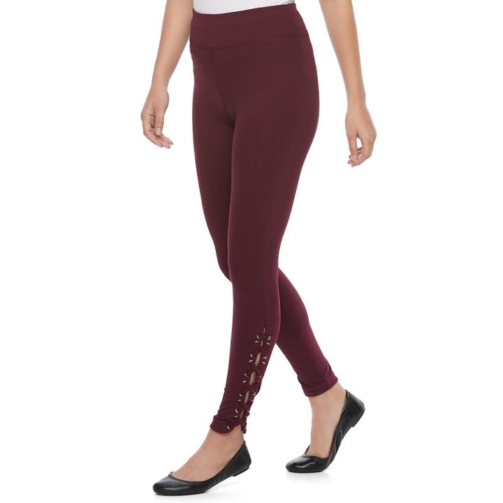 Women's French Laundry Lace-up Leggings, Size: Medium, Purple Oth