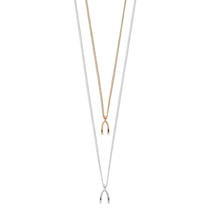 Lc Lauren Conrad Two Tone Wishbone Pendant Necklace Set, Women's, Multicolor