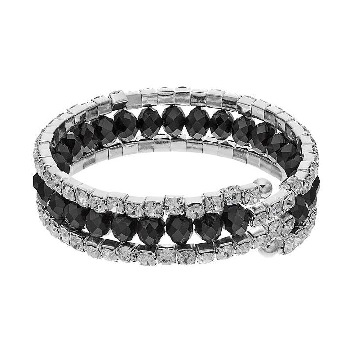 Black Beaded Coil Bracelet, Women's