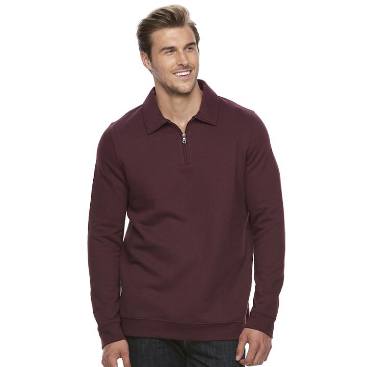 Big & Tall Croft & Barrow&reg; Classic-fit Stretch Fleece Easy-care Quarter-zip Polo, Men's, Size: Xl Tall, Red