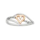Two Tone Sterling Silver Diamond Accent Heart Promise Ring, Women's, Size: 5, White