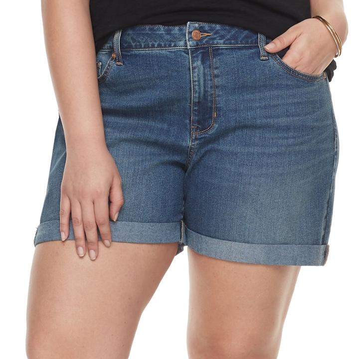 Plus Size Sonoma Goods For Life&trade; Cuffed Denim Shorts, Women's, Size: 20 W, Med Blue